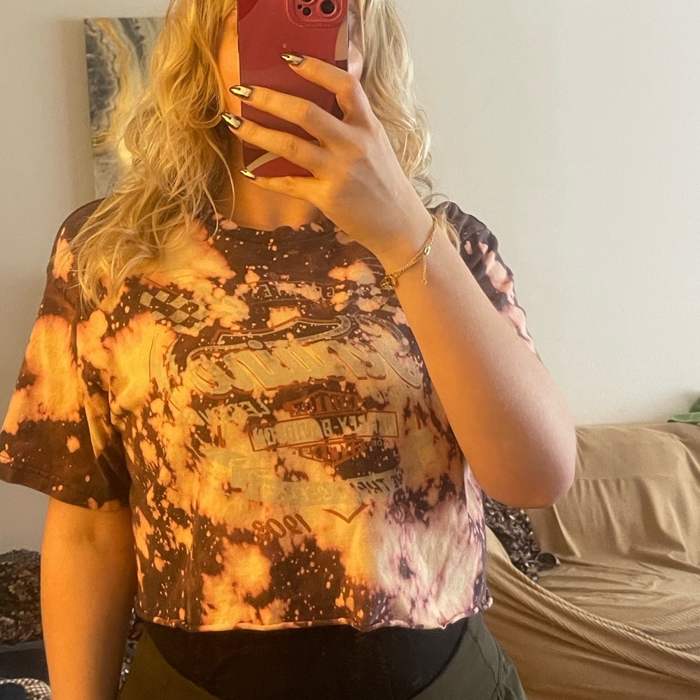 Harley Davidson Custom Bleach Crop Top